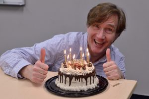 Phil's birthday with cake