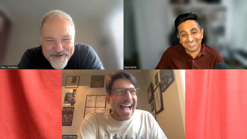 Blair, Neel, and John on a Zoom call