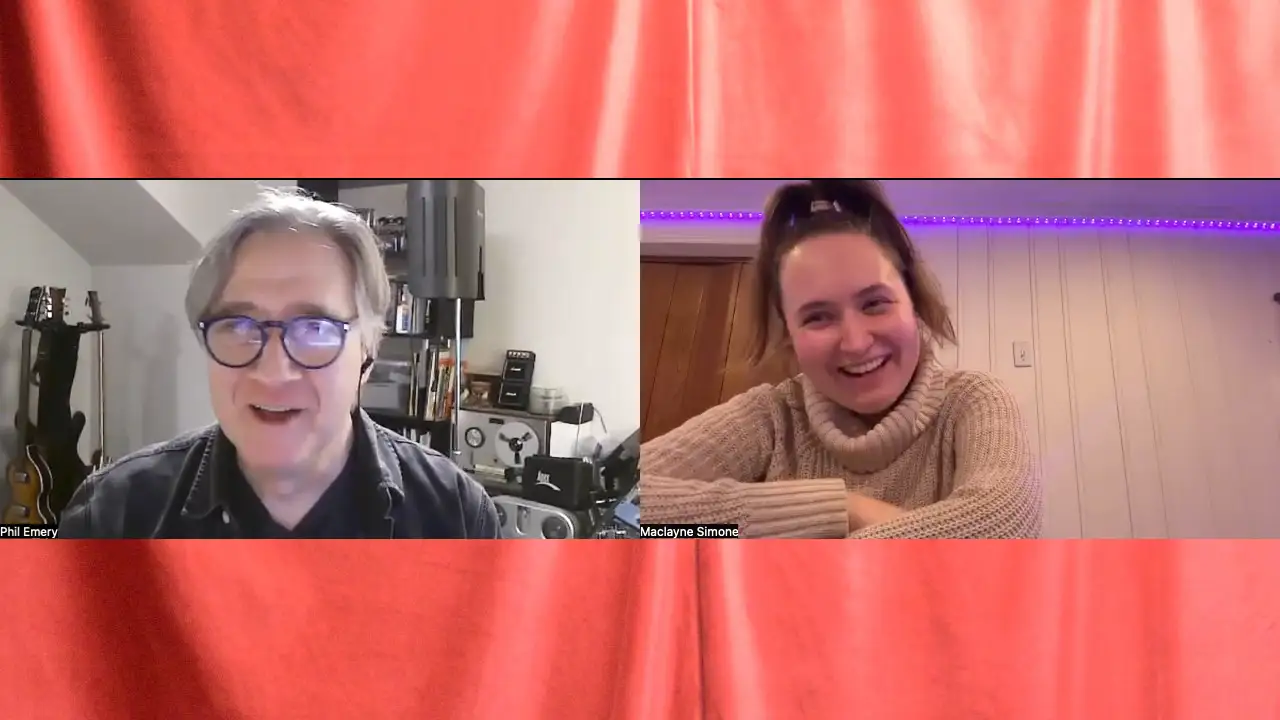 Maclayne and Phil in a Zoom call