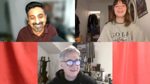 Neel, Avril, and Phil on a Zoom call