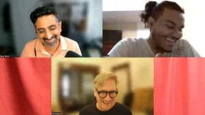 Neel, Zachery, and Phil in a Zoom cakk